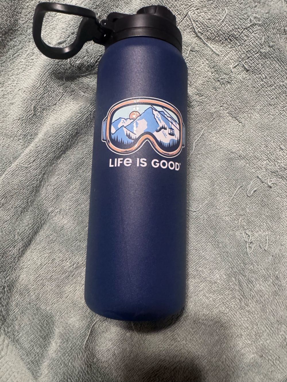 Life Is Good Dark Blue Stainless Steel Bottle.